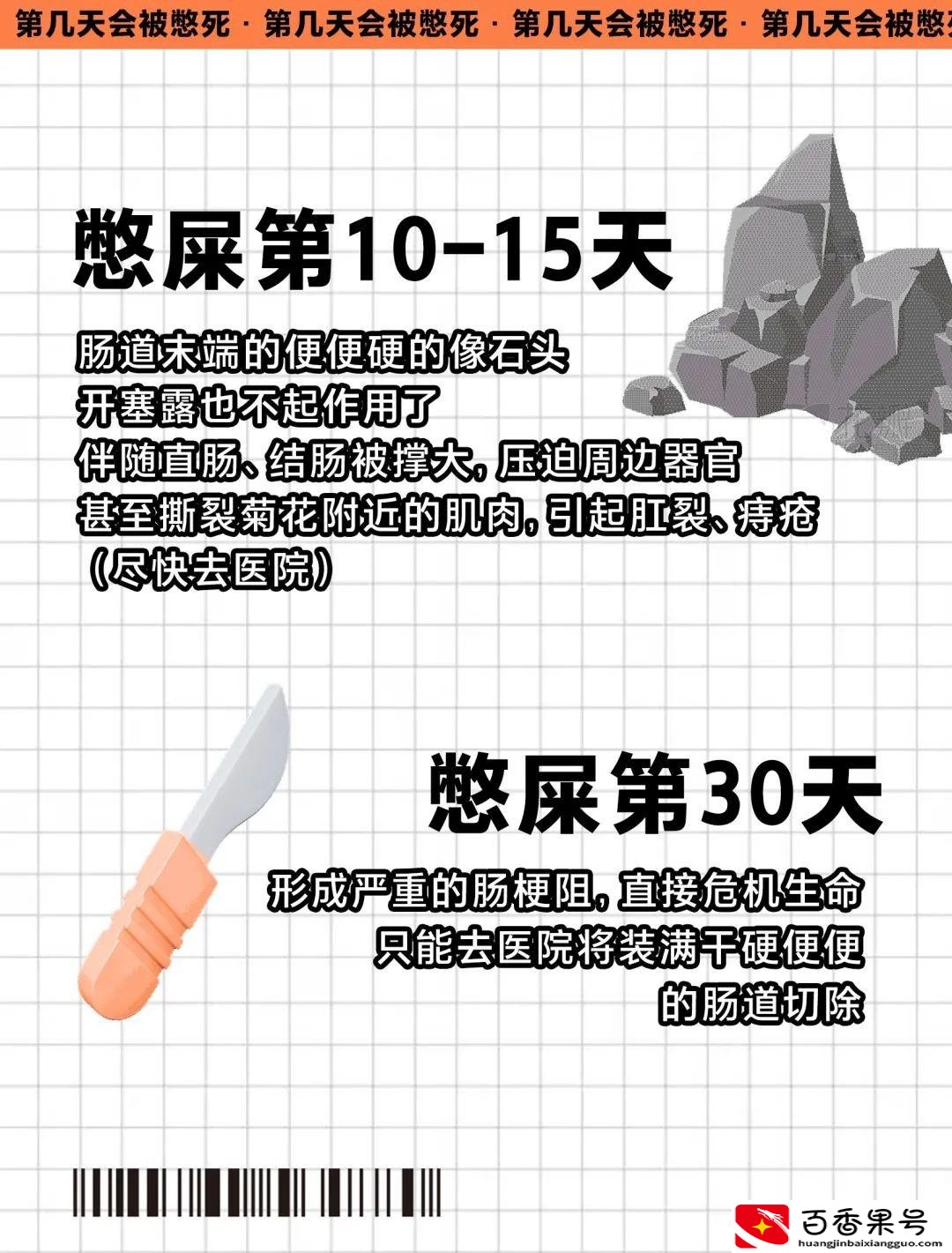 人只吃不拉大便多久会死？二十天不大便会死吗？